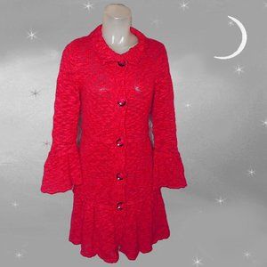 Long Cardigan Red Sweater Dress, Cute Sleeves! - Fever